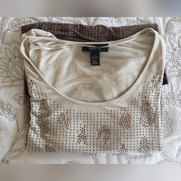 Style and Co embellished t-shirt tunic top sz L - Picture 2 of 10